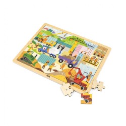 Drevené puzzle 48 dielikov Viga Stavebné stroje multicolor #2