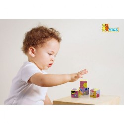 Drevené puzzle kocky pre najmenších Viga Farma multicolor #1