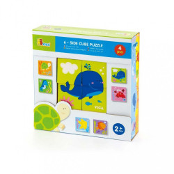Drevené puzzle kocky pre najmenších Viga Veľryba multicolor #1
