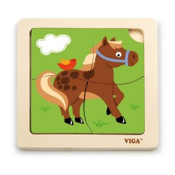 Drevené puzzle pre najmenších Viga 4 ks Koník multicolor