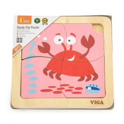 Drevené puzzle pre najmenších Viga 4 ks Krab multicolor #1