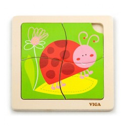 Drevené puzzle pre najmenších Viga 4 ks Lienka multicolor