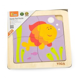 Drevené puzzle pre najmenších Viga 4 ks Rybka multicolor #1