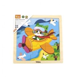 Drevené puzzle pre najmenších Viga 9 ks Lietadlo multicolor #1