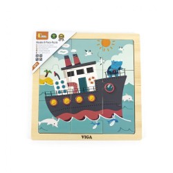 Drevené puzzle pre najmenších Viga 9 ks Loď multicolor #1