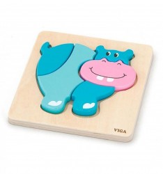Drevené puzzle pre najmenších Viga Hroch multicolor