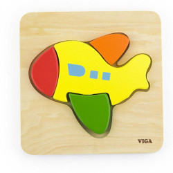 Drevené puzzle pre najmenších Viga Lietadlo multicolor