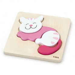 Drevené puzzle pre najmenších Viga Mačka multicolor
