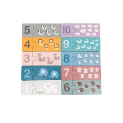Drevené puzzle s číslami Viga multicolor #1
