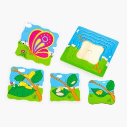 Drevené puzzle Viga Ako rastie motýľ multicolor #1