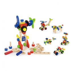 Drevené stavebné kocky pre deti Viga 68 dielov multicolor #1
