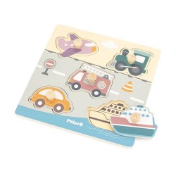 Drevené vkladacie puzzle dopravné prostriedky Viga multicolor #1