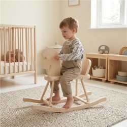 Drevený hojdací koník pre deti Baby Mix prírodný #2