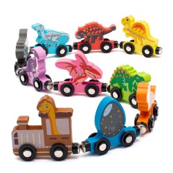 Drevený vláčik Dino Montessori Baby Mix multicolor