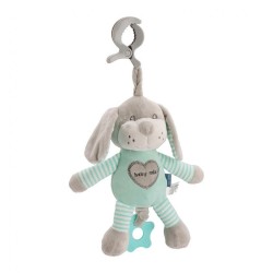 Edukačná hrajúca plyšová hračka s klipom Baby Mix pes mätový zelená