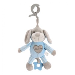 Edukačná hrajúca plyšová hračka s klipom Baby Mix pes modrý