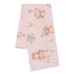 Flanelová plienka s potlačou New Baby teddy bear pink ružová