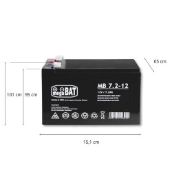 Gélový akumulátor VRLA MB 7,2-12 MB 7.2-12 bezúdržbový Čierna #2