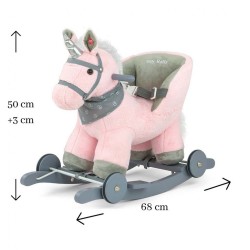 Hojdací koník s melódiou a kolieskami Milly Mally Polly rúžový #1