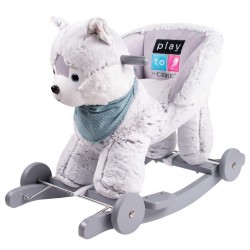 Hojdacia hračka s melódiou a kolieskami PlayTo husky sivá