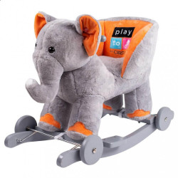 Hojdacia hračka s melódiou a kolieskami PlayTo sloník (poškodený obal) sivá