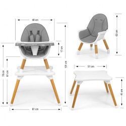 Jedálenská stolička Milly Mally 2v1 Malmo sivá #3