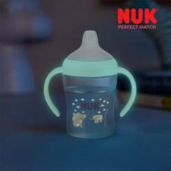 Kojenecká fľaša NUK Perfect Match na učenie svietiaca v tme 150 ml Koala béžová