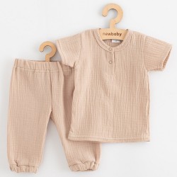 Kojenecká mušelínová súprava tričko a nohavice New Baby beige béžová