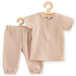 Kojenecká mušelínová súprava tričko a nohavice New Baby beige béžová #3