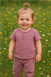 Kojenecká mušelínová súprava tričko a nohavice New Baby lavender fialová #4