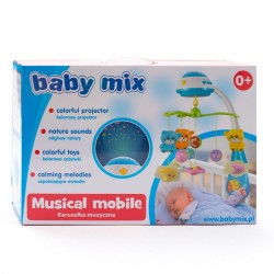 Kolotoč nad postieľku so svetelným projektorom Baby Mix red Červená #9