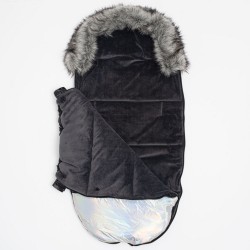 Luxusný fusak s kožušinkou Shine New Baby čierno strieborny #1