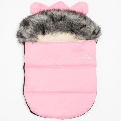 Luxusný zimný fusak s kapucňou s uškami New Baby Alex Wool pink ružová