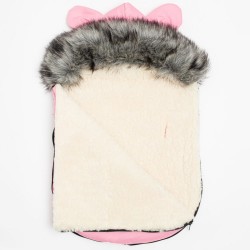 Luxusný zimný fusak s kapucňou s uškami New Baby Alex Wool pink ružová #1