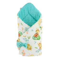 Obojstranná zavinovačka z Minky New Baby 75x75 cm včielky a lienky zelená #1