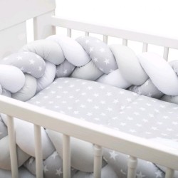 Ochranný mantinel do postieľky vrkoč New Baby Hviezdičky sivo-biely #6