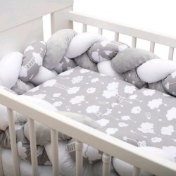 Ochranný mantinel do postieľky vrkoč New Baby Minka a Obláčik sivý multicolor #6