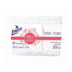Papierové vatové tyčinky 100% natural Linteo 200 ks v boxe podľa obrázku