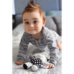 Plyšová hračka s hrkálkou Akuku medvedík čiernobiely #1