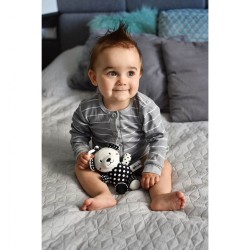 Plyšová hračka s hrkálkou Akuku medvedík čiernobiely #2