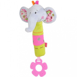 Plyšová pískací hračka s kousátkem Baby Ono sloník biela