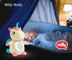 Plyšový zaspávačik jednorožec s projektorom Milly Mally Žltá #9