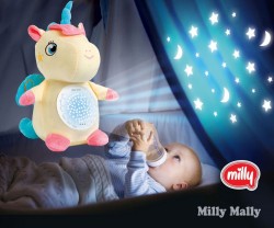 Plyšový zaspávačik jednorožec s projektorom Milly Mally Žltá #8
