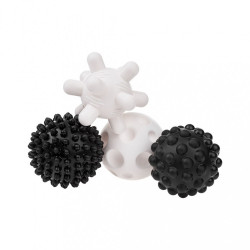 Sada senzorických hračiek Akuku balóniky 4ks 6 cm čiernobiele podľa obrázku #1