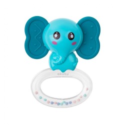 Silikónové hryzátko s hrkálkou  Akuku Slon multicolor