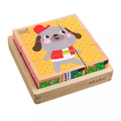 Skladacie edukačné drevené kocky v krabičke Akuku ZOO 9 ks podľa obrázku #7