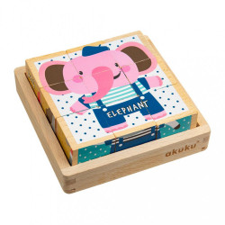 Skladacie edukačné drevené kocky v krabičke Akuku ZOO 9 ks podľa obrázku #8