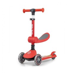 Trojkolesová balančná kolobežka-scooter so sedadlom FUZZY pre deti red Červená