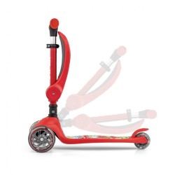 Trojkolesová balančná kolobežka-scooter so sedadlom FUZZY pre deti red Červená #5