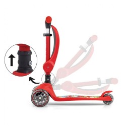 Trojkolesová balančná kolobežka-scooter so sedadlom FUZZY pre deti red Červená #8